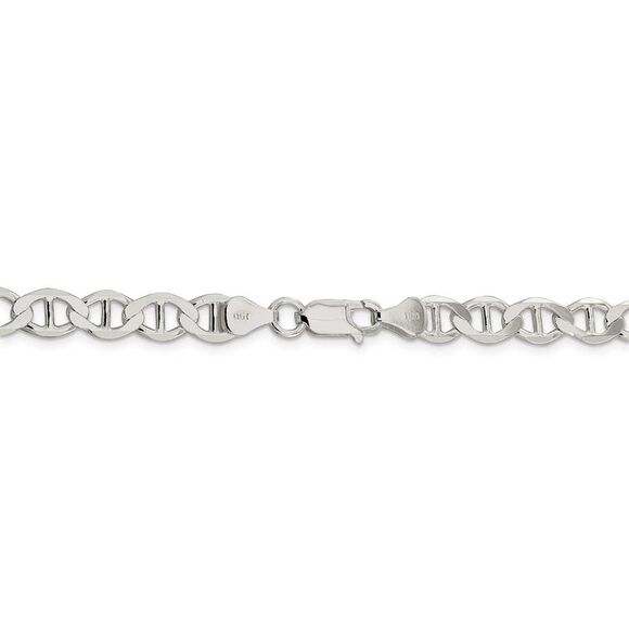 Mens 7mm Sterling Silver Hollow Flat Anchor Chain Necklace, 18 Inch - Picture 4 of 8